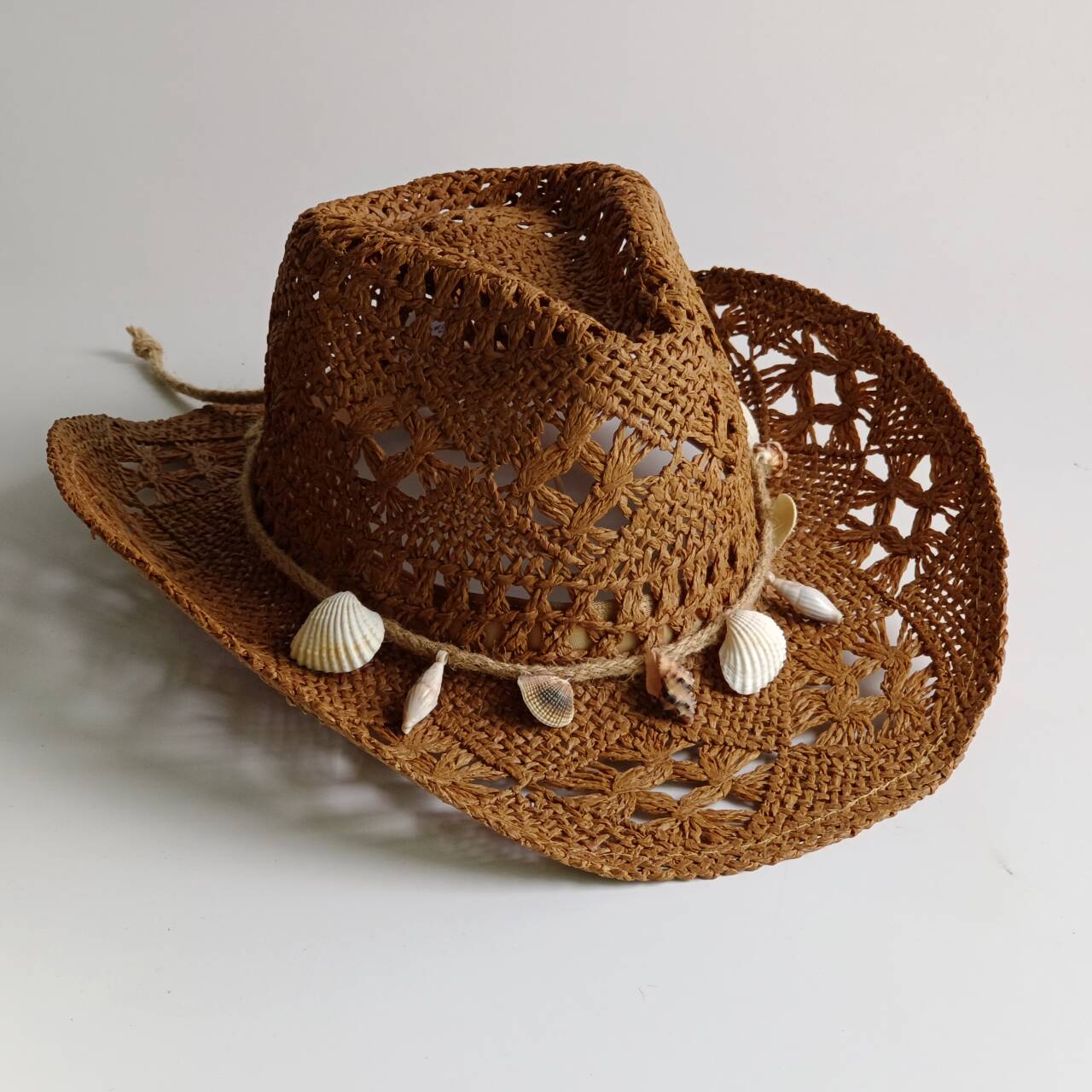 Cowboy Hat Straw - Chapeau de soleil bohème d'été en