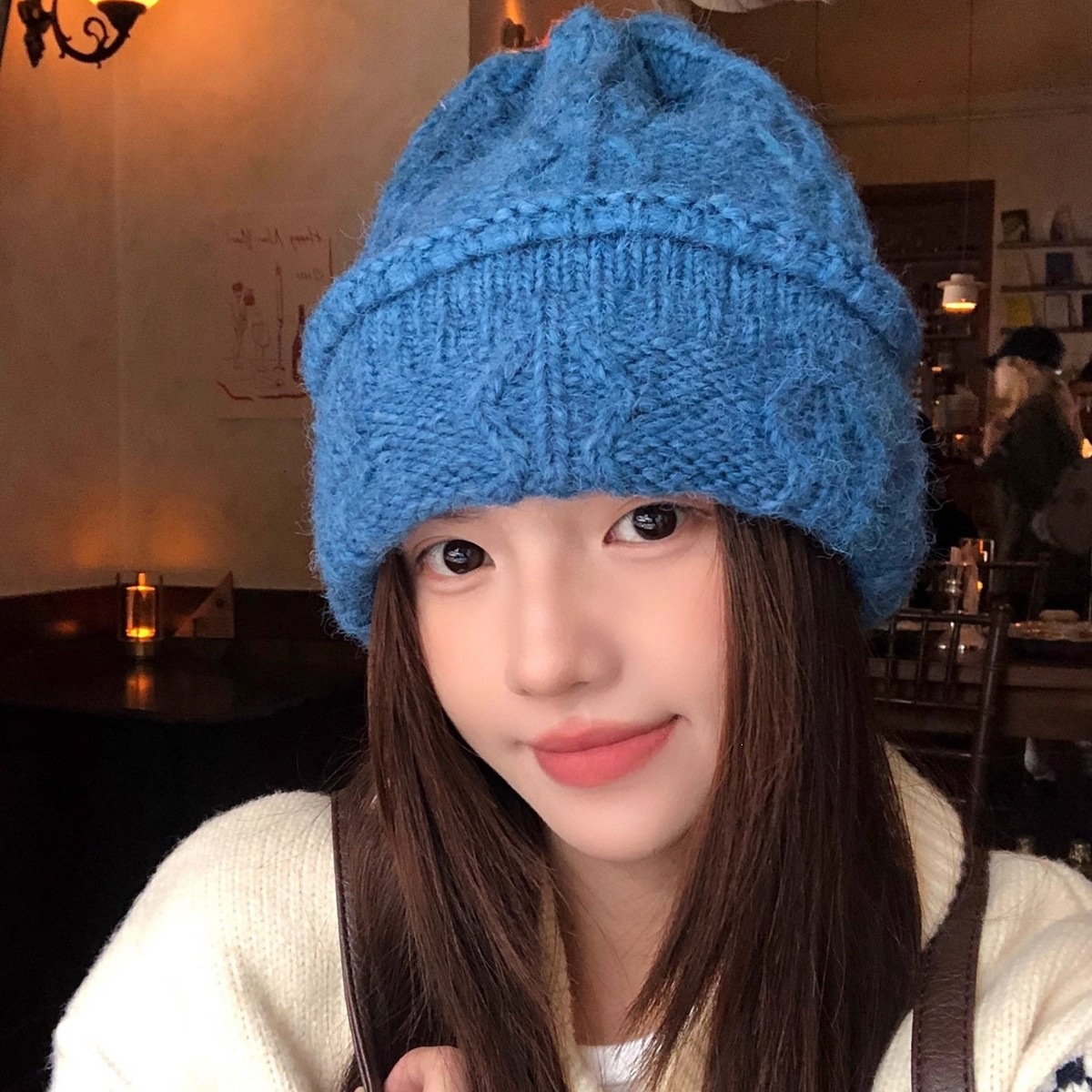Beanie Cuffed Knit - Bonnet en tricot torsadé crème pour