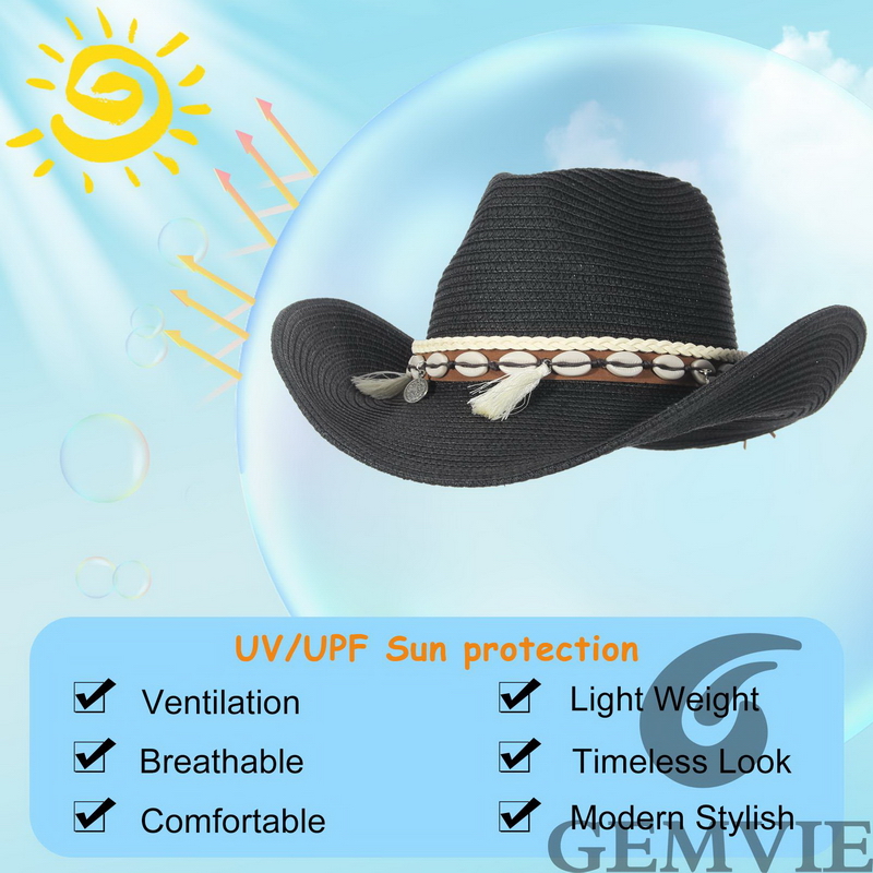 GEMVIE Chapeau de paille rétro - Cowboy Hat Straw avis et prix